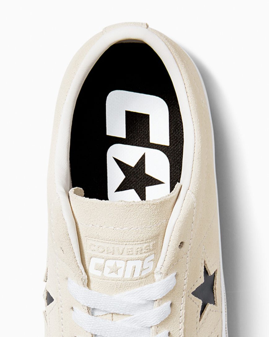 Zapatillas Skate Converse CONS One Star Pro Suede Hombre Beige Blancas Negras | PE 47W25P